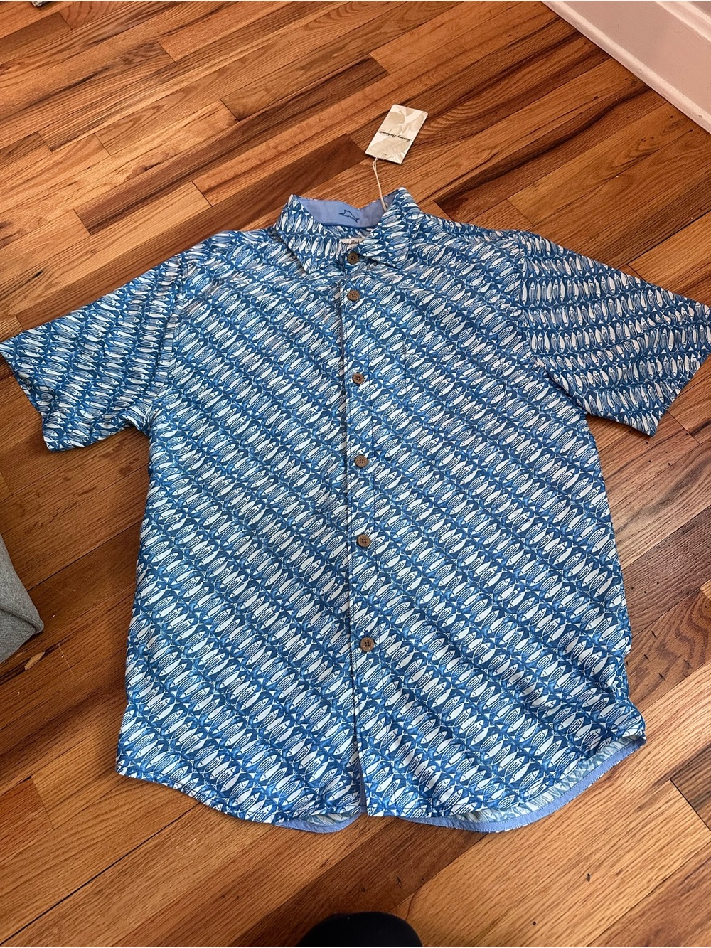 Vineyard Vines Men's Short-Sleeve Button-Up Shirt in Blue Pattern